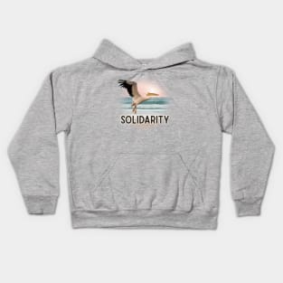 Solidarity Pelican Flying Over the Sea Kids Hoodie